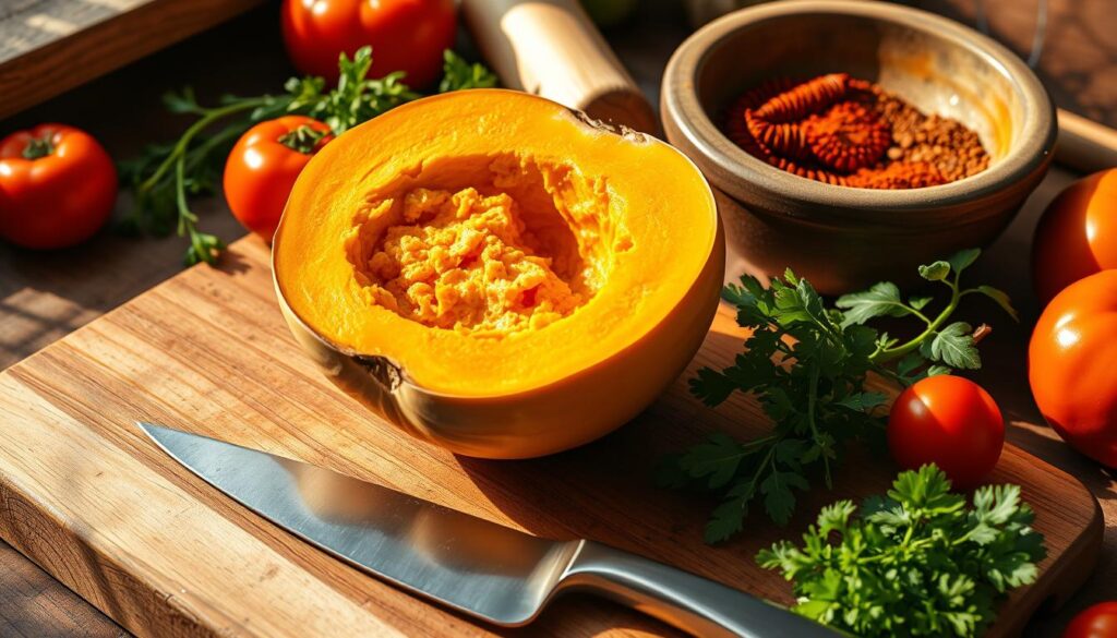 Preparing Kabocha Squash