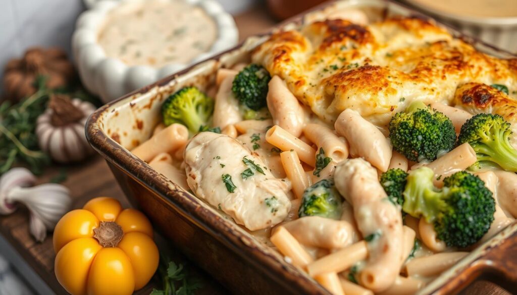 chicken casserole with pasta and broccoli