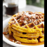 Homemade Pumpkin Pecan Waffles for Fall Breakfast