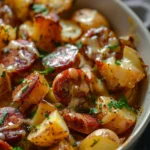 Cheesy Ranch Potatoes with Smoked Sausage served in a bowl